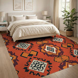 Orange Southwestern Orange Geometric Area Rug