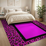 Hot Pink Leopard Border Area Rug