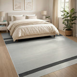 Black White Horizontal Striped Woven Area Rug