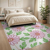 Floral Vintage Pink Vintage Pink Daisy Floral Area Rug