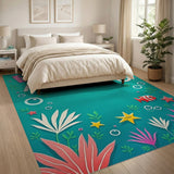 Vibrant Underwater Cartoon Kids Area Rug