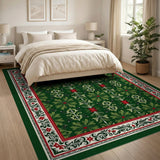Ornate Dark Green Floral Area Rug