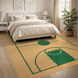 Green Green Basketball Court Area Rug