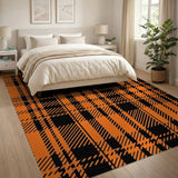 Orange Bold Orange Black Plaid Area Rug