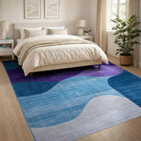 Abstract Wave Area Rug in Blue Purple