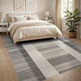 Grey Vertical Stripe Woven Area Rug