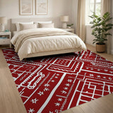Bold Red Heritage Tribal Geometric Rug