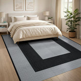Black White Geometric Dot Frame Area Rug
