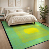 Teal Grid Yellow Geometric Area Rug