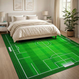 Green Green Soccer Pitch Area Rug