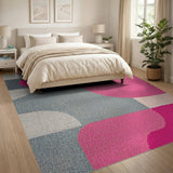 Multi-color and Patterns Vibrant Pink Grey Geometric Modern Area Rug