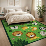 Playful Jungle Animals Kids Area Rug