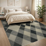 Black White Diamond Geometric Woven Area Rug