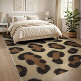 Tufted Leopard Print Area Rug in Cream Brown