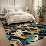 Isometric Pueblo Village Area Rug