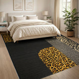 Bold Black Leopard Geometric Area Rug