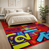 Bold Graffiti Break Free Skate Love Area Rug