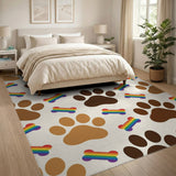 Rainbow Paw Print Kids Cartoon Area Rug