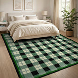 Green Black Plaid Checkered Farmhouse Rug