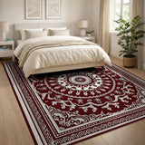 Red Ornate Red Persian Mandala Area Rug