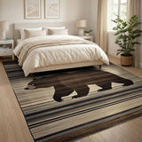 Bear Silhouette Striped Area Rug
