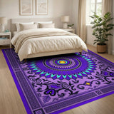 Traditional Persian Purple Mandala Medallion Persian Rug