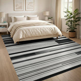 Bold Stripe Black and White Bold Black White Geometric Stripe Area Rug