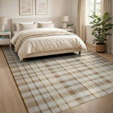 Beige and Neutral Beige Plaid Check Area Rug