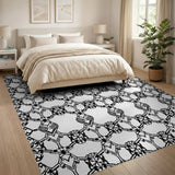 Intricate Geometric Black White Geometric Modern Area Rug
