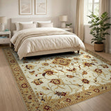 Ivory Persian Floral Medallion Traditional Persian Area Rug