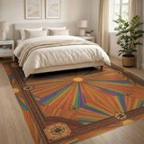 Rainbow Compass Sunburst Area Rug