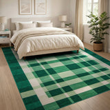 Green Geometric Modern Green Plaid Checkered Area Rug