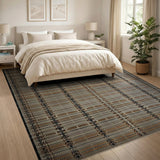 Black Tan Woven Geometric Area Rug