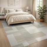 Abstract Geometric Beige Grey Area Rug