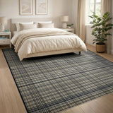 Black Grid Beige Woven Area Rug