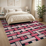 Red Pink Woven Geometric Area Rug
