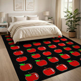 ODIKA Washable Red Apple Area Rug - Low Pile Non-Slip Kids & Pet Friendly Carpet