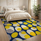 Yellow Blue Abstract Egg Geometric Area Rug