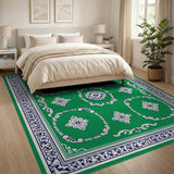 Emerald Green Persian Floral Motif Rug