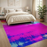 Vibrant Pink Blue Abstract Area Rug