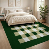 Green Rustic Green Plaid Check Area Rug