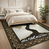 Golden Tree Celtic Knot Border Area Rug