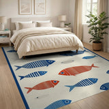 Whimsical Fish School Coastal Area Rug