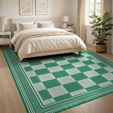 Green Gingham Checkered Geometric Modern Area Rug
