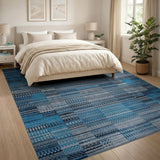 Blue and Teal Grey Geometric Modern Area Rug