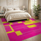 Multi-color and Patterns Vibrant Pink Yellow Geometric Area Rug