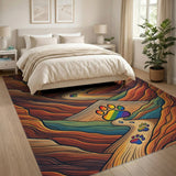 Rainbow Paw Trail Abstract Area Rug