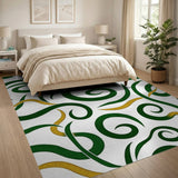 Green and Gold Swirl Abstract Area Rug