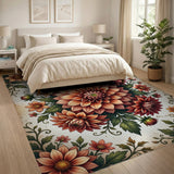 Orange Vintage Dahlia Floral Area Rug