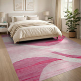 Wavy Pink Abstract Area Rug